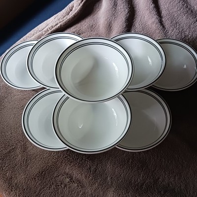 9 Corelle Corning Classic Cafe Black Strip 6-1/4'' Bowls 