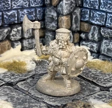 Vintage DWARF FIGHTER Ax & Shield metal miniature D&D ral Partha Shadowdark BE25