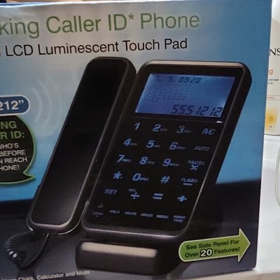shift3 Corded Talking Caller ID Phone Speakerphone Illuminated Keypad Black