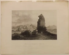 PRINT 1800 B/W MONUMENT OF PHILOPAPPUS AT ATHENS GREECE 20cms by 13cms P2416