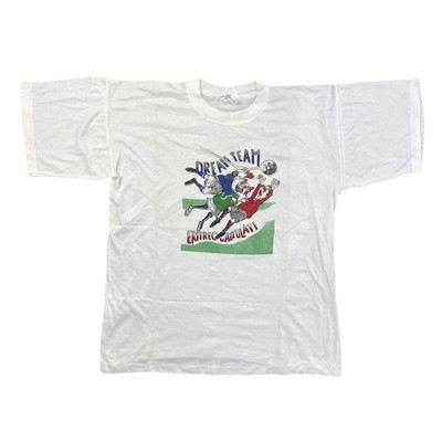 VINTAGE FIRST CLASS ERUTREO CAZZULATI WEISSES HERREN EINZELNAHT T-SHIRT GRÖSSE 2XL
