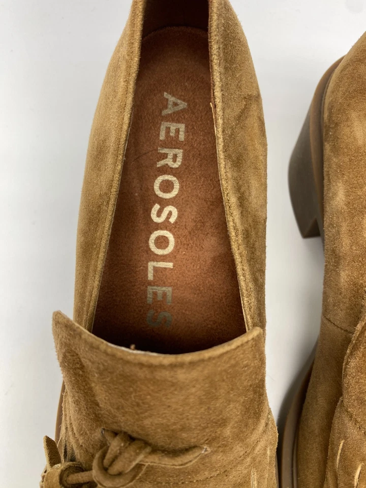 Aerosoles Para Mujer Gibes Gamuza Marrón Mocasín Tacón Zapatos Borla Sin Cordones Talla 9.5 Foto 3 de 4