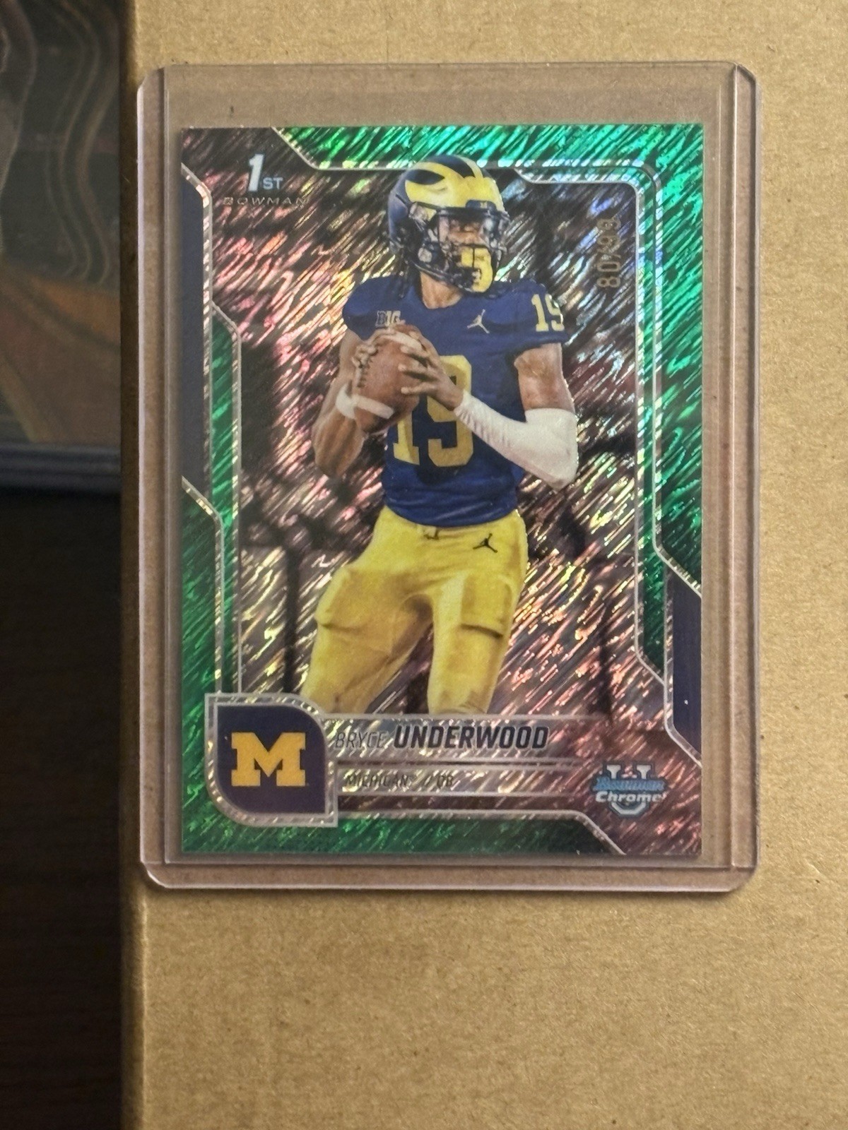 2025 Bowman Chrome University Bryce Underwood 1st Chrome Green Diamond /99