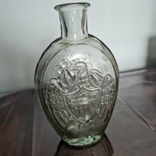 Vintage Cornucopia Eagle Historical Flask Bottle  Hand Blown
