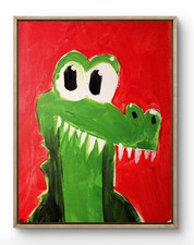 Aleph Original Art Gator 14x11 Colorful Modern Art Acrylic Painting on Canvas