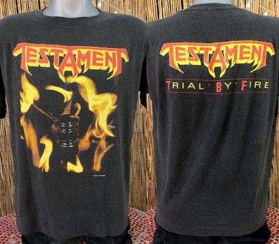 80's 1988 TESTAMENT Trial By Fire T Shirt 2 sided Black tee Unisex NH24476