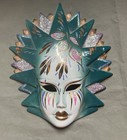 Vintage Italian Style Venetian Ceramic Wall Mask Sunburst Glitter Hand Painted
