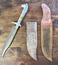 VINTAGE MEXICAN HORN HORSE HEAD MINI CLIPPOINT BOWIE KNIFE TOURIST PRISON KNIVES