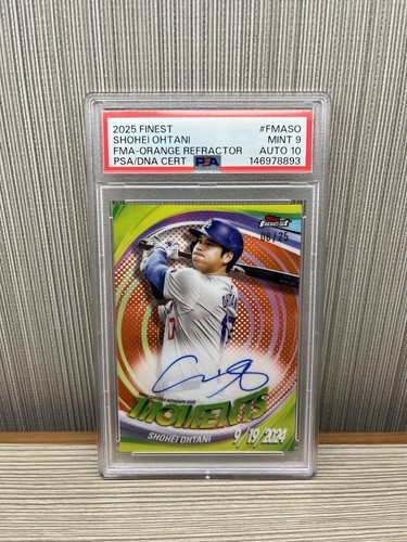 2025 Finest Ohtani Moments Orange Refractor /25 PSA 9 10 AUTO ON CARD RARE
