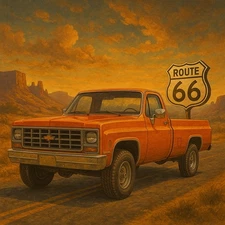 Vintage Chevy Truck Garage Wall Sign 9x9” Route 66 Man Cave Plaque Wall Decor