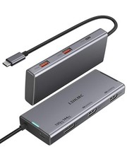 USB C Docking Station Dual Monitor  3 Monitors Grey 2 HDMI  1 DisplayPort USB