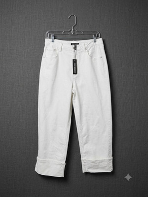 Steve Madden Noelie White Pants 29 New With Tags Wide Leg Cuffed Cropped