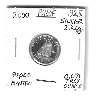 A#2 Canada 2000 Proof Sterling Silver 10 Cents