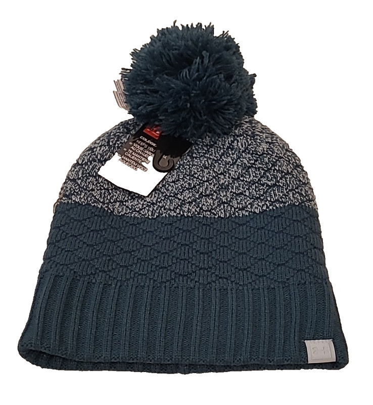 ❄️ NEW Women's Under Armour Blue Pom Pom ColdGear Knit Hat Beanie Cap Nwt