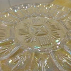 Vintage Federal Glass Borealis Deviled Egg Plate Iridescent Aura 1950s Serveware