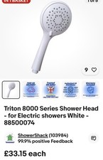 Triton 8000 Series Shower Head - for Electric showers White - 88500074 - £15.78
