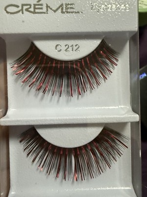 CREME C212 Strip False Eyelashes Long Natural Effect Black/Red Glitter