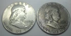 1948 D & 1949 S * 2 SILVER Ben Franklin HALF DOLLARS * As Seen * USA FREE SHIP
