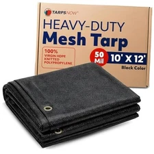 Tarps Now 10' x 12' Heavy Duty Mesh Tarp with 75% Shade and Brass Grommets - 