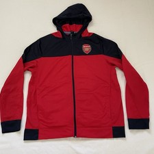 Arsenal FC Warm Up Jacket Full Zip Hoodie Mens XL Red Black Soccer Football UK