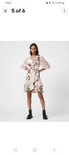 Image of AllSaints Clay Pink Ari Nolina Floral-print wrap  DRESS size UK 14 NEW