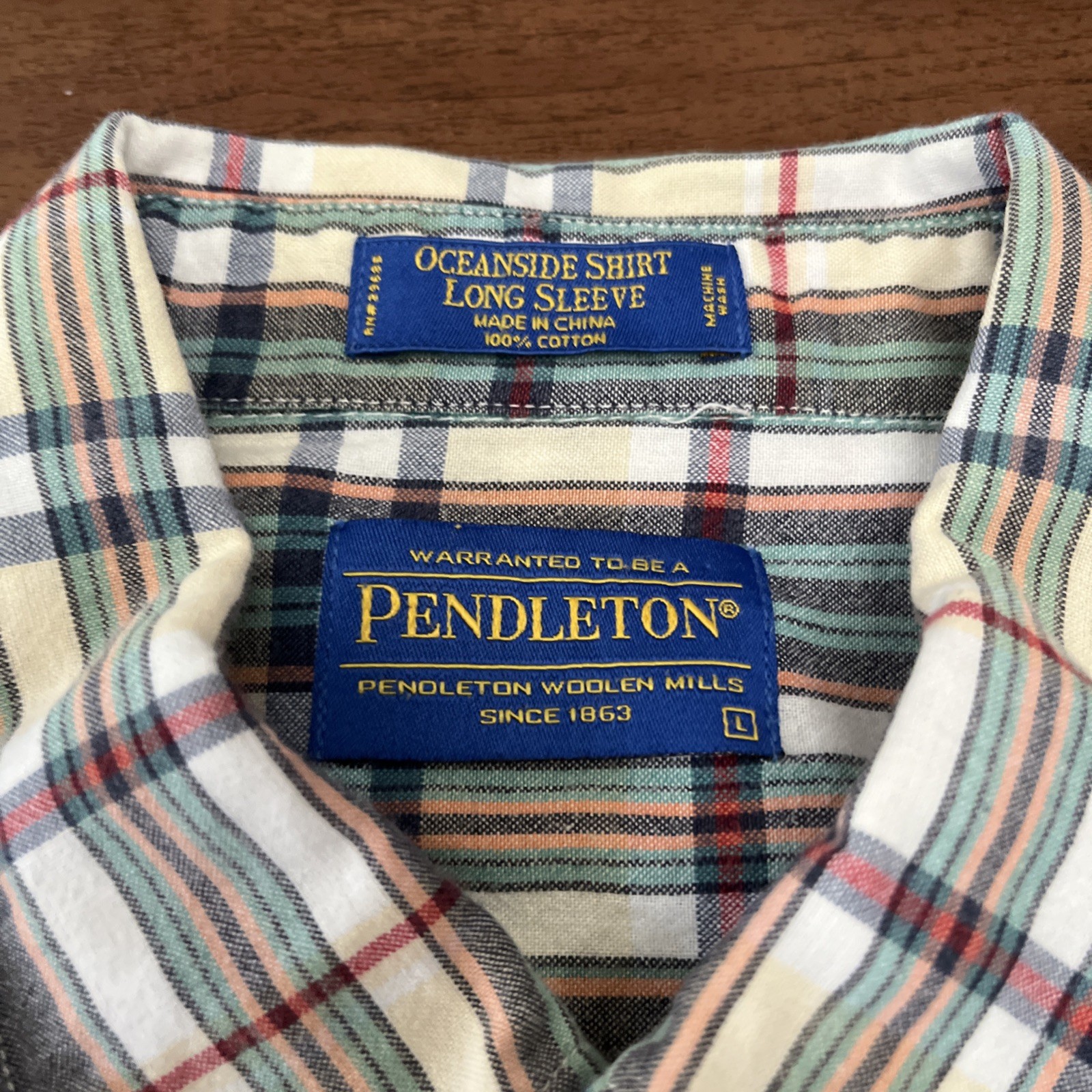 Pendleton Button Shirt Men's Large Multicolor Oce… - image 4