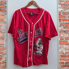 Vintage 1994 Looney tunes taz graphic baseball jersey Sz L Tasmanian Devils 90s