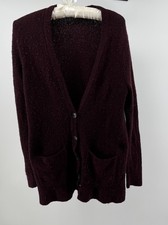 Madewell Women's Burgundy Wool Blend Button Front Cardigan Sweater Size S