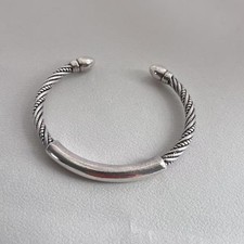 Minimalist Stylish Bali Torque Cuff Bangle Bracelet Adjustable Sterling Silver