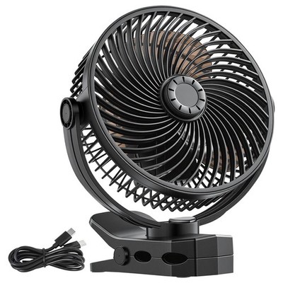 Lightweight Clip Fan: ABS Housing, Adjustable Head, USB-C Fast Charge