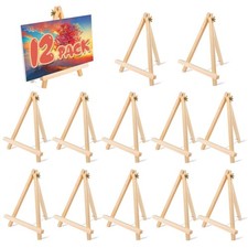 12 Pack 9 Inch Wood Easels, Easel Stand for Painting Canvases, Tripod, Kids S...