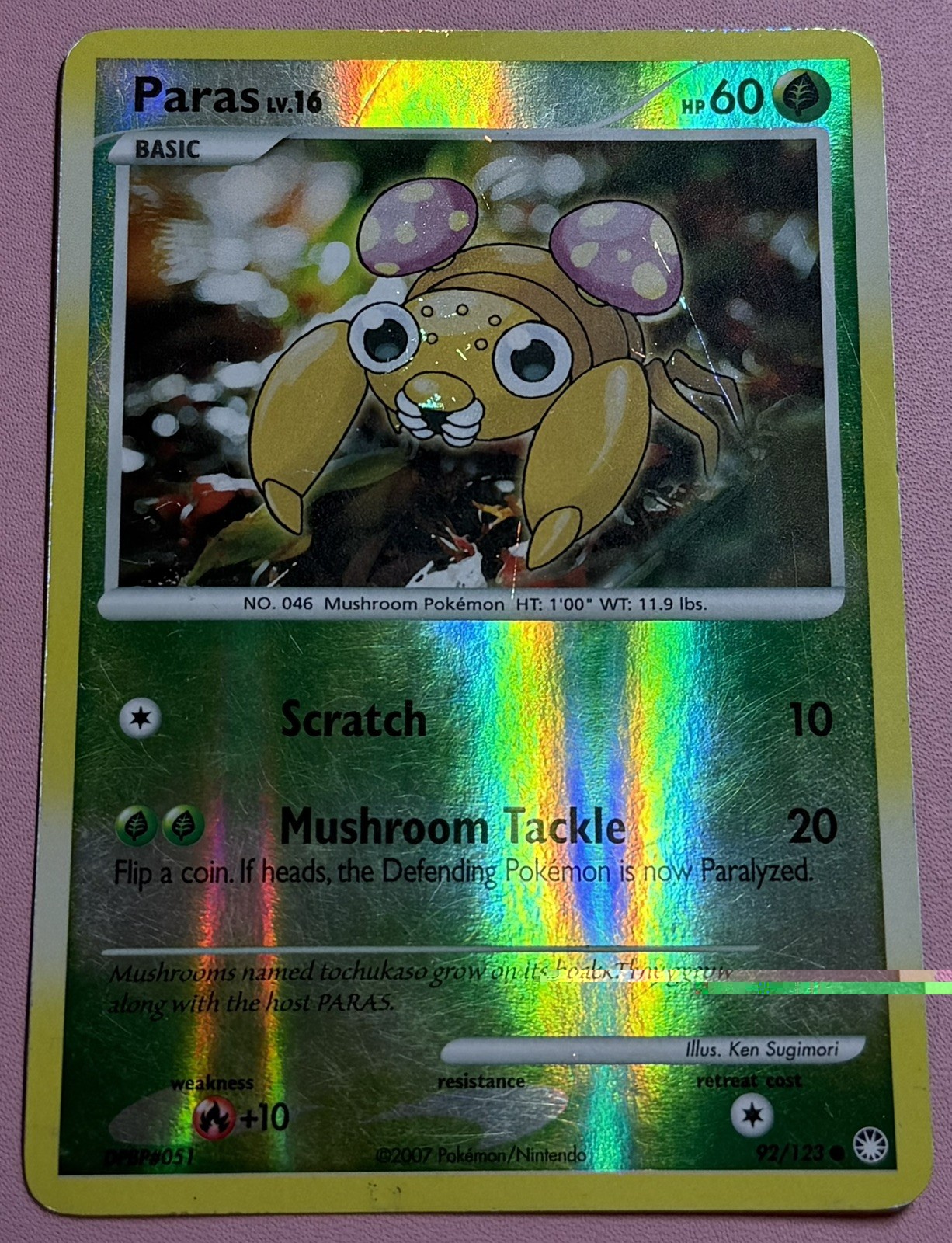 Paras 92/123 Common Mysterious Treasures Reverse Holo Pokémon Card LP