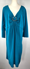 Bridgewater Studio Dress - Size 22W - Aqua Blue w/ Metal Detail in Front