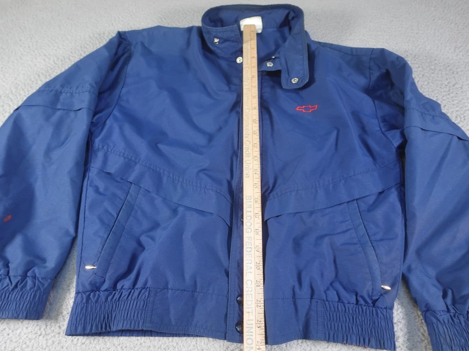 Chaqueta de bombardero Chevrolet vintage para hombre mediana azul Chevy cortavientos hecha en EE. UU. AÑOS 90 Foto 2 de 4