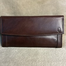 VTG Hartmann Leather Wallet Brown Snap Checkbook Made in USA Long Trifold