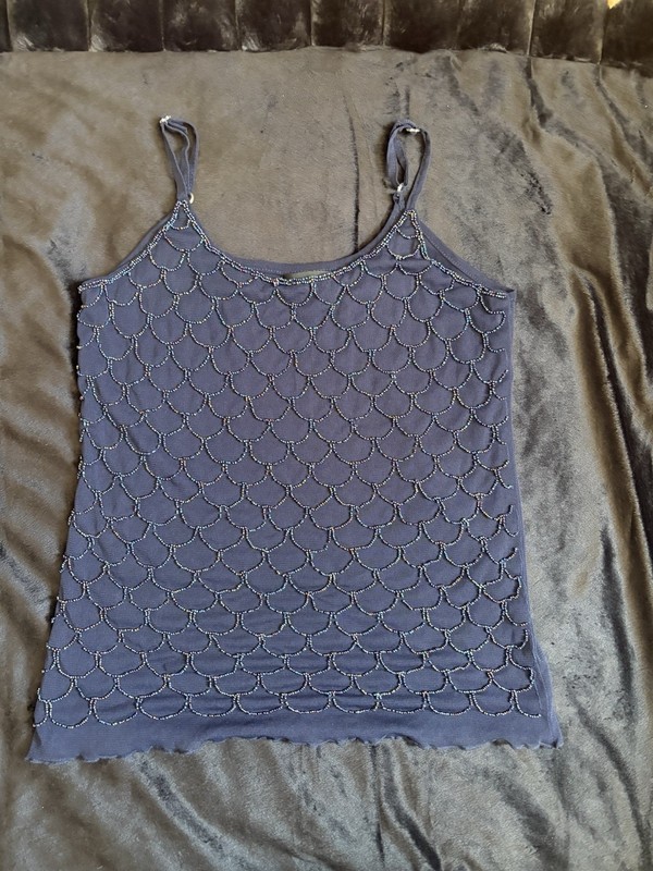 Beaded Mermaid Scale Tank Top Y2K Size M 