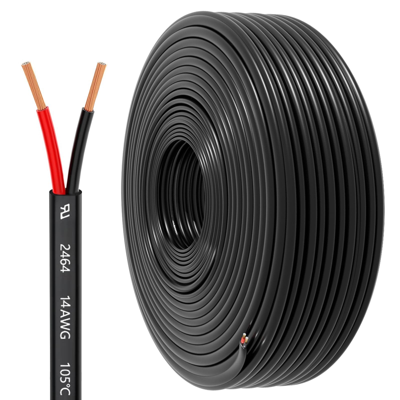 HONENCN 14 Gauge 2 Conductor Electrical Wire, 14 AWG 2.08mm Wire PVC Cord, 12...