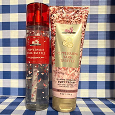 Bath  Body Works x Milk Bar Peppermint Bark Truffle Mist  Cream Set 8oz