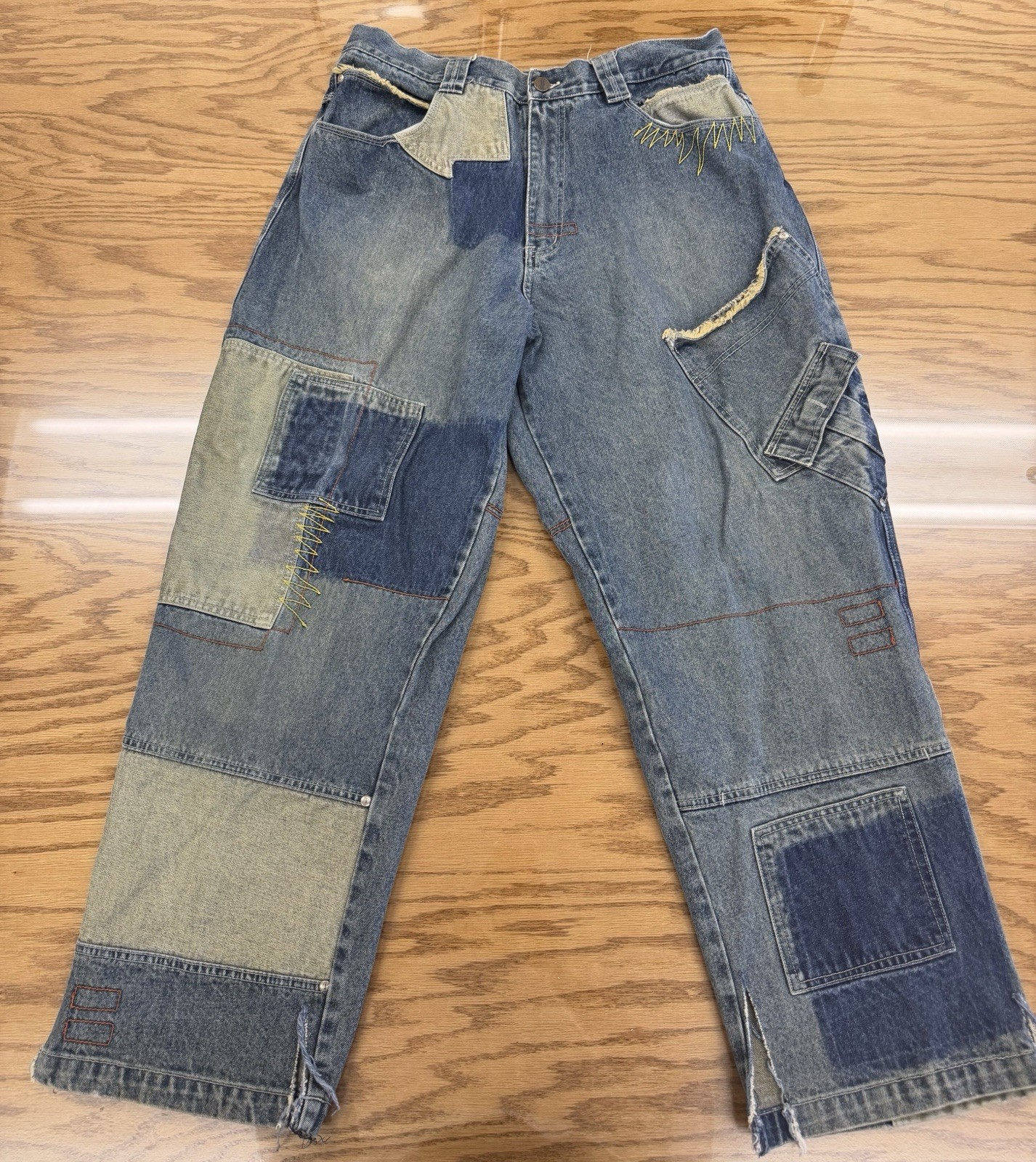 Vintage TRUST Asymmetrical Patchwork Distressed E… - image 1