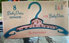 NEW IN BOX 1950s Era.  8 Pink Vintage Plastic 10" Hangers - Bambi