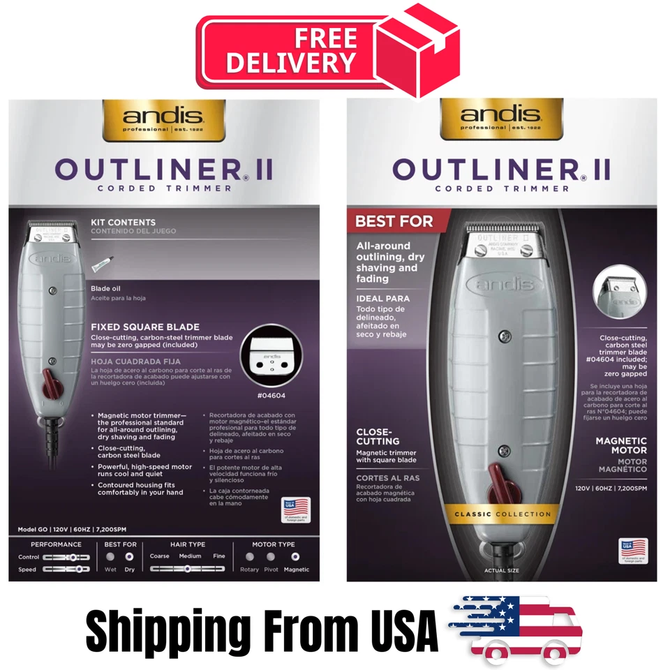 Juego de recortadora/cortadora de pelo y cuchillas Andis Barber Hairstylist Professional T Outliner Foto 4 de 4