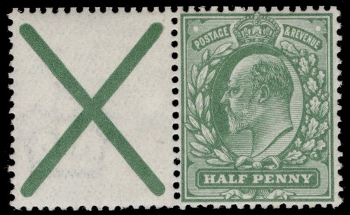 GB EDVII SG267a ½d dull yell-green ST ANDREWS CROSS with label, M MINT. Cat £300