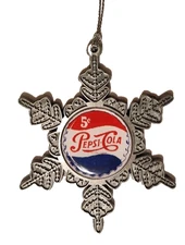 Pepsi Soda Christmas ornament, Pepsi -Cola 5cent soda Logo Xmas snowflake