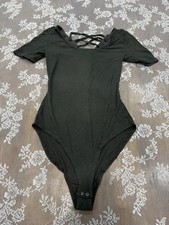 gray bodysuit with lace up back