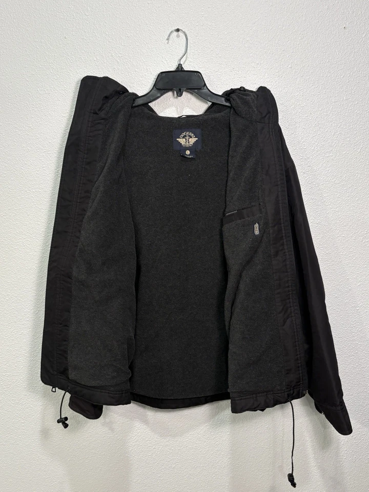 Винтажный 90-х докеры с капюшоном пальто куртка черный шнурок Y2K Gorpcore флис с подкладкой Sz L - Изображение 2 из 4