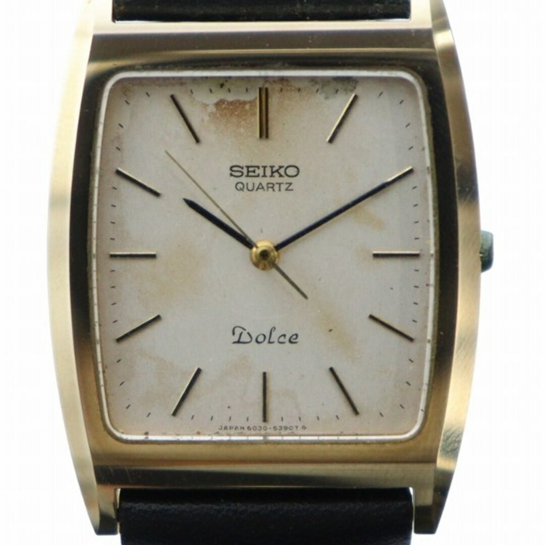 Logo Color Leather dab Quartz Belt Seiko Watch White Gold Used Square Dolce Dial - vintagewatches.pk