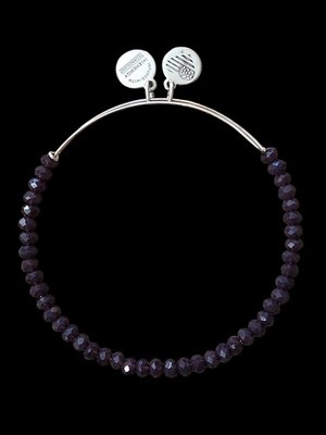 Alex And Ani Purple Glass Beaded Silver Bangle Bracelet