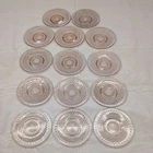 Hobnail Clear pink Anchor Hocking Depression Set Of  14 6 1/8” Salad Bread Plate