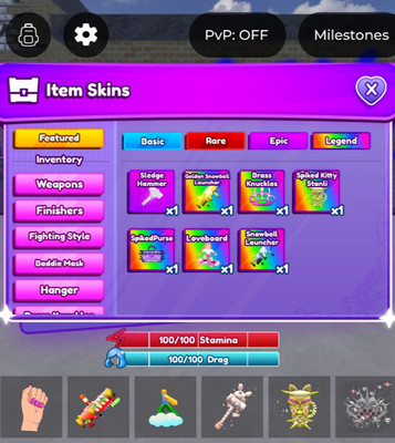 Selling Baddies weapons inventory!! spiked kitty stanli, Loverboard., and more!!