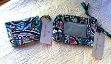 VERA BRADLEY SET CAMPUS DOUBLE ID  RFID ZIP-TOP ID CASE HAYMARKET PAISLEY JEWEL
